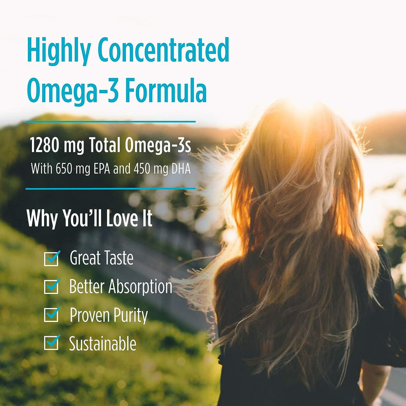 Nordic Naturals ProOmega, Lemon Flavor - 180 Soft Gels - 1280 mg Omega-3 - High-Potency Fish Oil with EPA & DHA - Promotes Brain, Eye, Heart, & Immune Health - Non-GMO - 90 Servings