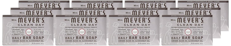 Mrs Meyers Bar Soap Hard 5.3oz Lavender Scent, 12 Count