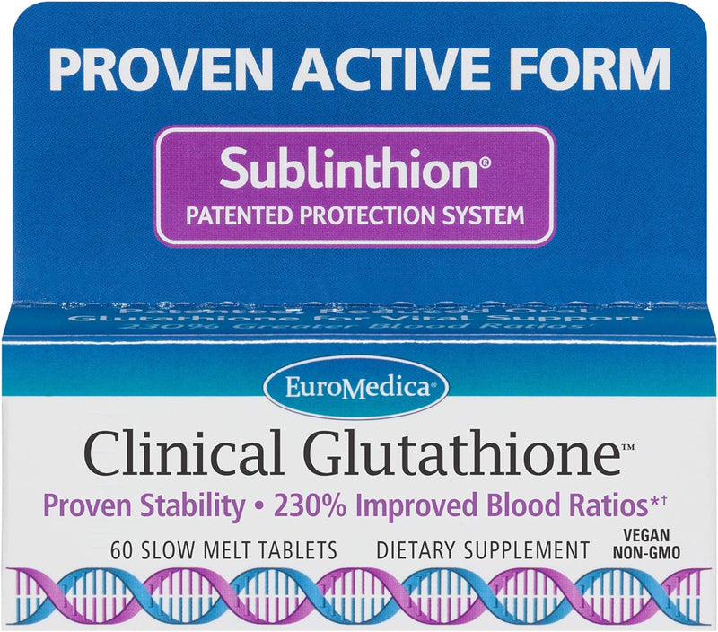 Euromedica Clinical Glutathione - 60 Tablets - Powerful Antioxidant Support for Nerve & Brain Cells - Unique Form of Glutathione - Increased Potency, Stability - 30 Servings