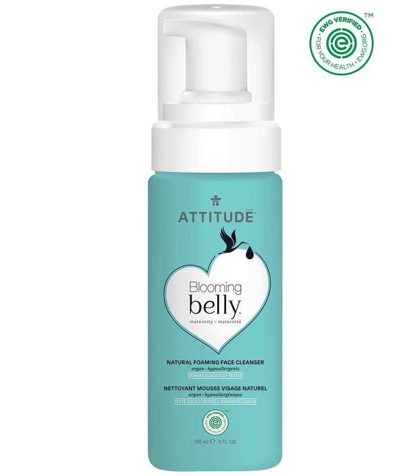 ATTITUDE Blooming Belly Hypoallergenic Foaming Face Cleanser, Argan, Fragnance Free, 5 Fl Oz