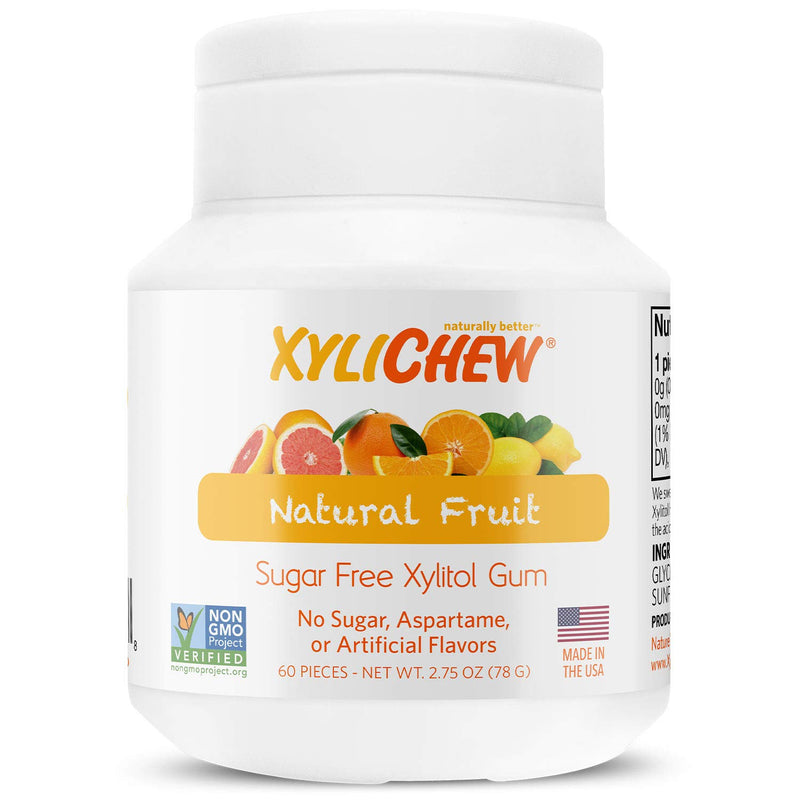 Xylichew 100% Xylitol Chewing Gum - Fruit, 60 Count