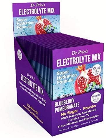 Dr. Price's Vitamins Electrolyte Mix Supplement Powder, 72 Trace Minerals (Blueberry Pomegranate flavor)