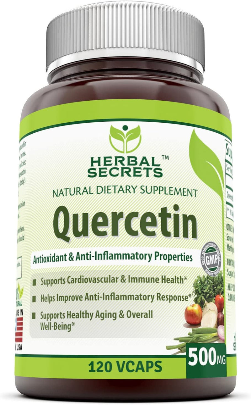 Herbal Secrets Quercetin 500 Mg Veggie Capsules (Non-GMO) - Supports Healthy Ageing, Cardiovascular Health, and Immune Health* (120 Count)