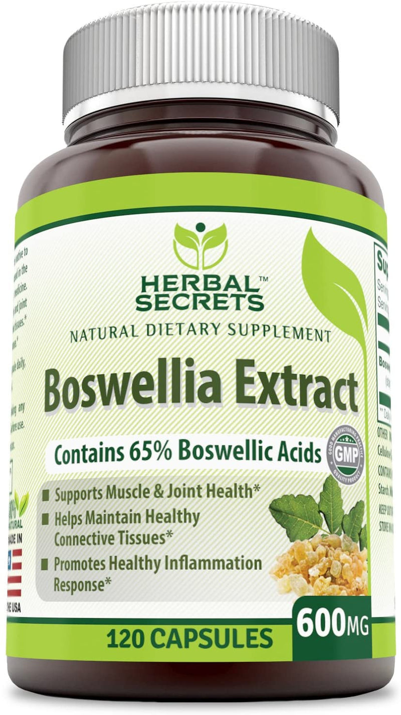Herbal Secrets Boswellia Serrata Extract (65% Boswellic Acids) 600 mg 120 Capsules (Non-GMO) - Non Synthetic- Supports Muscle & Joint Health, Promotes Healthy Inflammation Response*