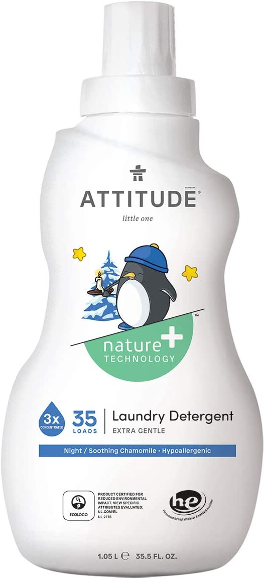 ATTITUDE Baby Laundry Detergent, Hypoallergenic, Chamomile, 35.5 Fluid Ounce, 35 Loads