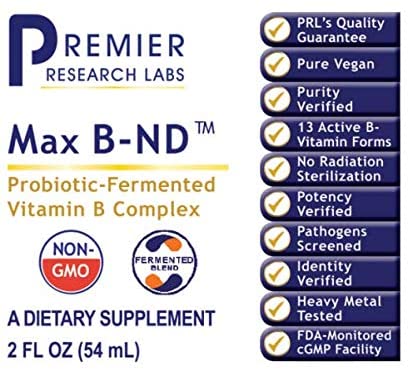 Max B-ND, 2 fl oz, Vegan Product - Probiotic-Fermented Vitamin B Complex Formula for Dynamic Liver, Energy, Brain and Mood Support