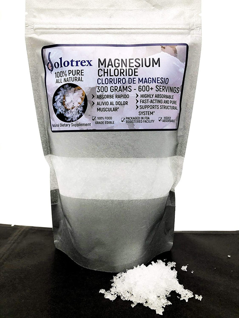 Cloruro de Magnesio 100% Pure Magnesium Chloride Food Grade 300 Grams Edible Magnesium Highly Absorbable Best Quality for Daily use as Supplement or Magnesium Oil up to 600 Servings 10.58 Oz