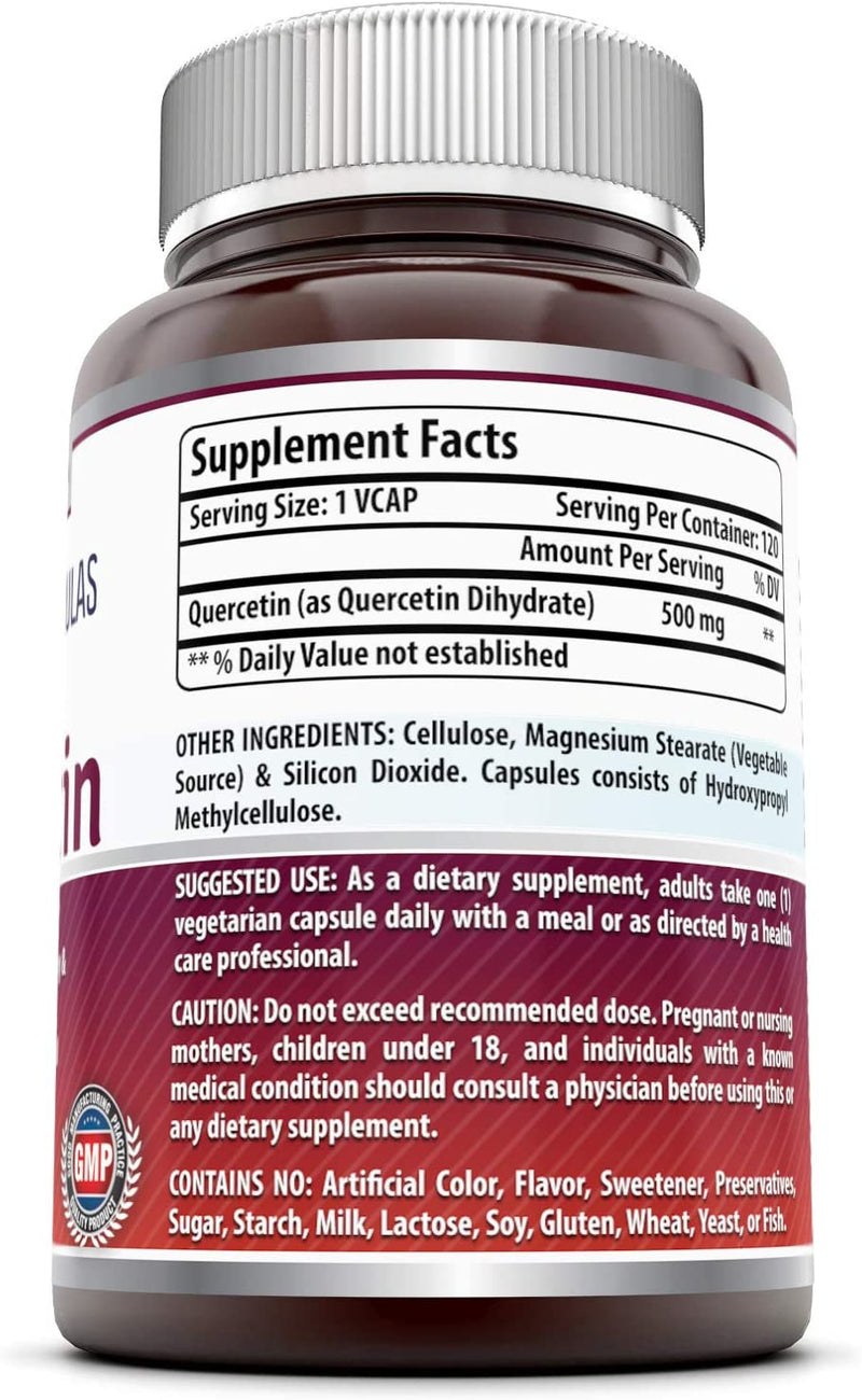 Amazing Formulas Quercetin - 500 Mg, 120 Veggie Capsules - Supports Healthy Aging & Overall Health