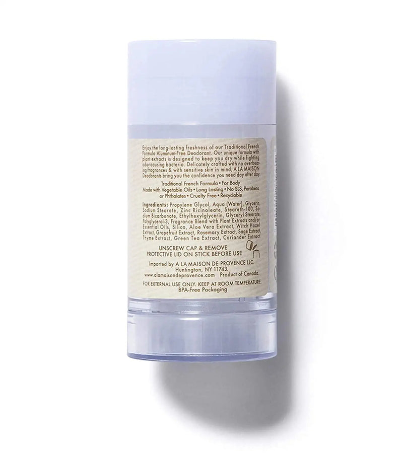 A La Maison de Provence Natural Aluminum-Free Deodorant | Honeysuckle Scent | Traditional French Milled Formula | Long Lasting Safe and Effective | Free of SLS, Parabens and Sulfates (1 Pack)
