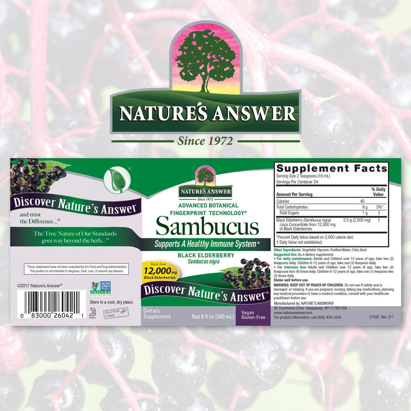 Nature's Answer Sambucus Elder Berry Extract Syrup 8 Ounce