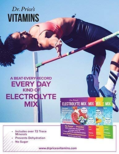 Dr. Price's Vitamins Electrolyte Mix Supplement Powder, 72 Trace Minerals (Blueberry Pomegranate flavor)