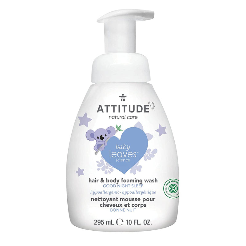 ATTITUDE 2-in-1 Natural Hair and Body Foaming Wash for Baby - Almond Milk, 10 Fl. Oz.