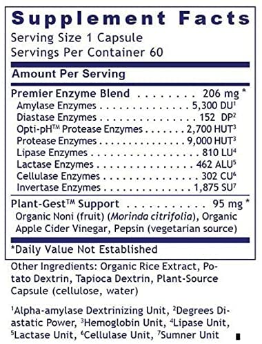 Premier Research Premier Digest, 60 Capsules, Vegan Product - Vegetarian Source Enzymes, Full Spectrum Digestive Support