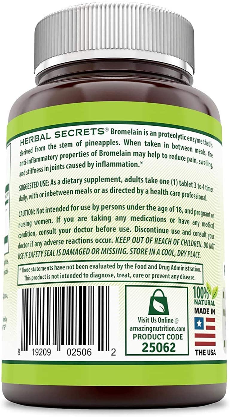 Herbal Secrets Bromelain 500 Mg 120 Tablets (Non-GMO)- Proteolytic Enzyme*