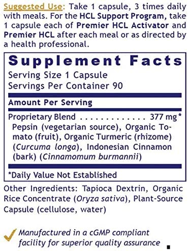 Premier Research HCL Activator, Dietary Supplement, 90 Plant-Source Capsules, Supports Digestive & Whole-Body Health