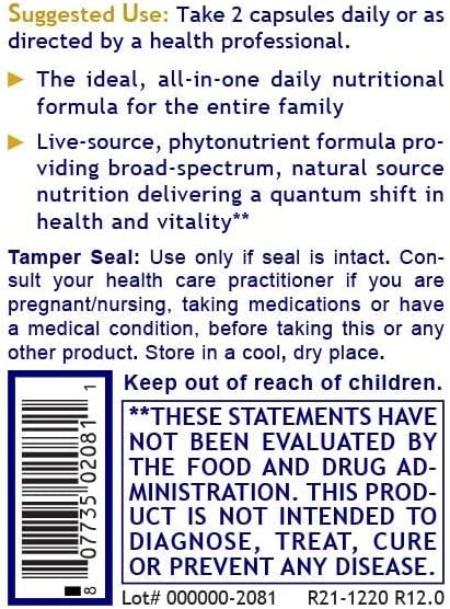 Premier Research Premier Daily One, 60 Capsules, Vegan Product - All-in-One Daily Formula for Premier, Live-Source Daily Multi-Nutrition for The Whole Family