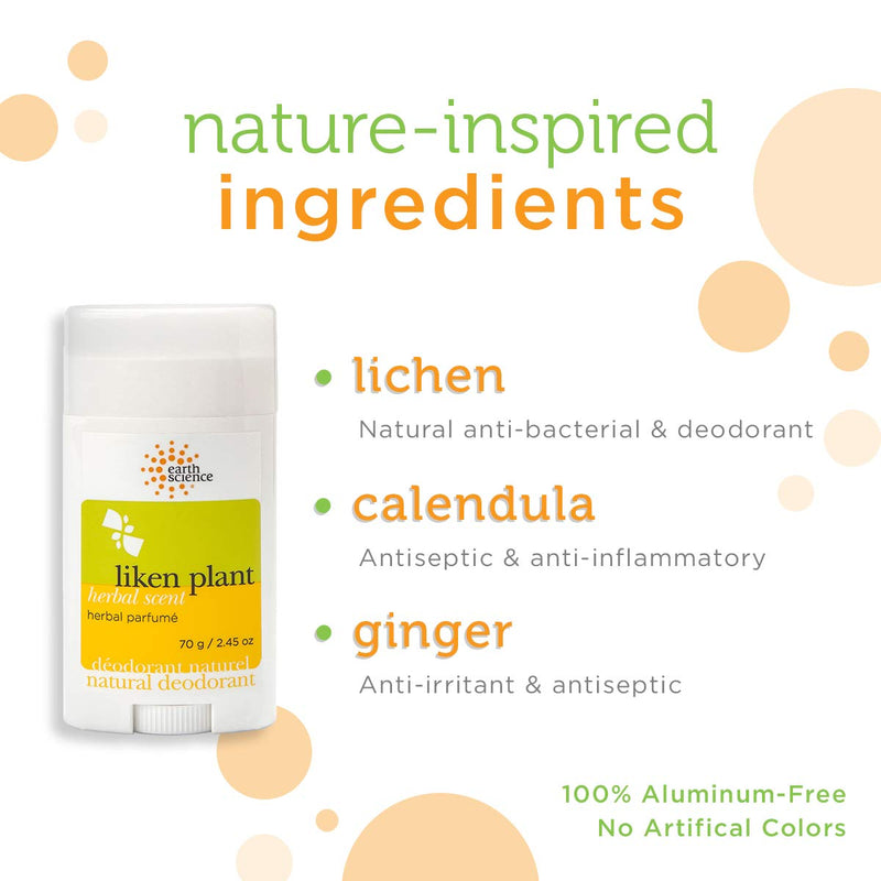 EARTH SCIENCE - All-Natural Aluminum Free Herbal Scented Lichen Plant Deodorant