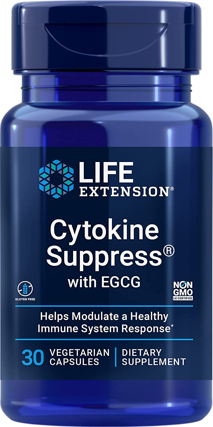 Life Extension Cytokine Suppress Supports a Healthy Immune & Inflammatory Response - Includes Green Tea & Mung Beans - Non-GMO, Gluten-Free - 30 Vegetarian Capsules