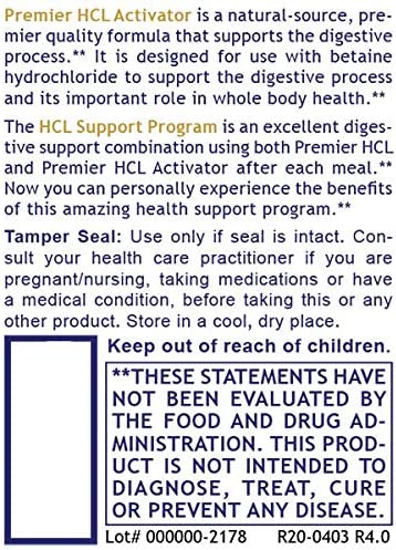 Premier Research HCL Activator, Dietary Supplement, 90 Plant-Source Capsules, Supports Digestive & Whole-Body Health