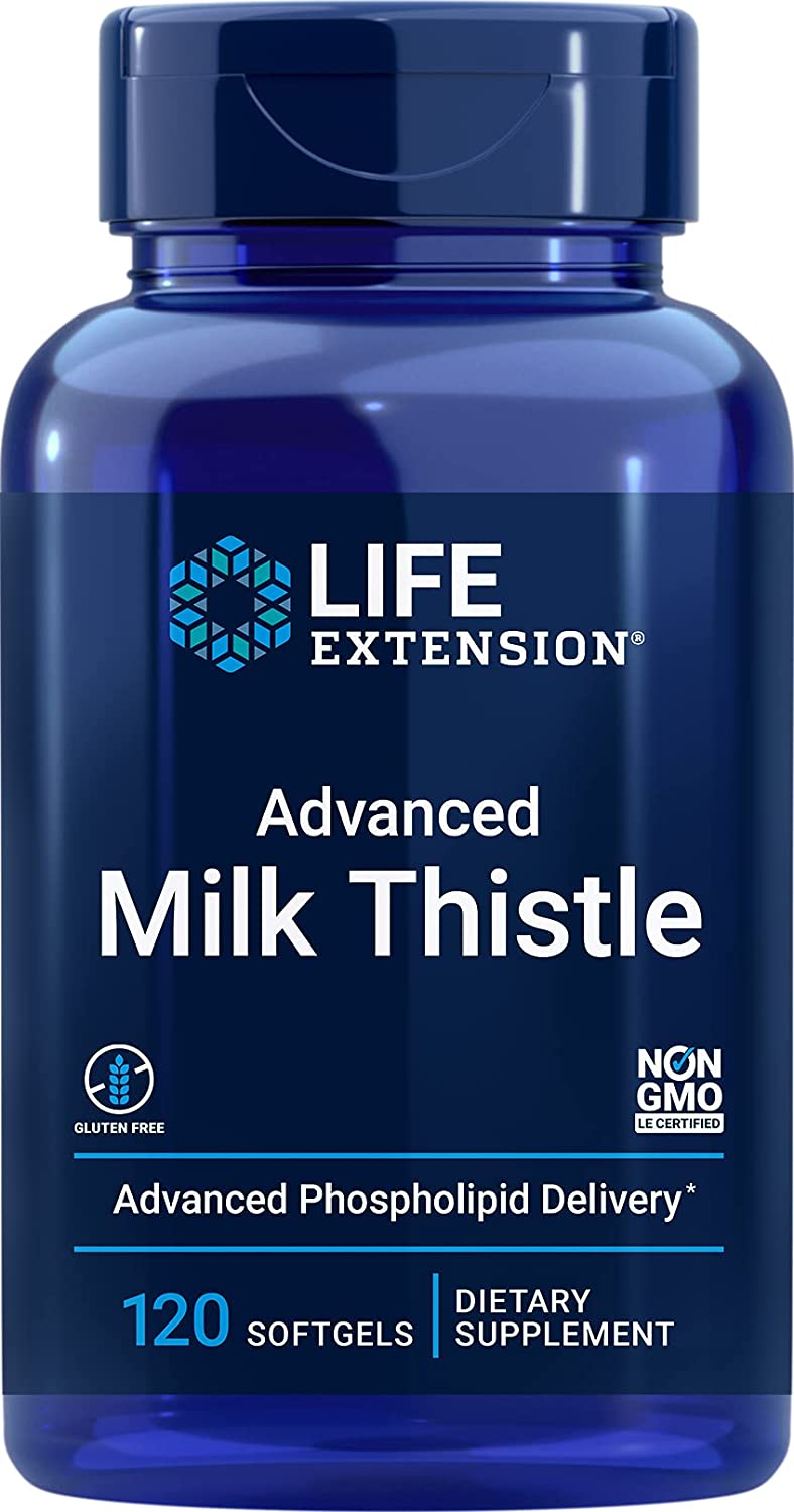 Life Extension Advanced Milk Thistle Formula Provides Powerful Compounds to Deliver Full-Spectrum Support for Optimal Liver Health & Function - Non-GMO, Gluten-Free - 120 Softgels