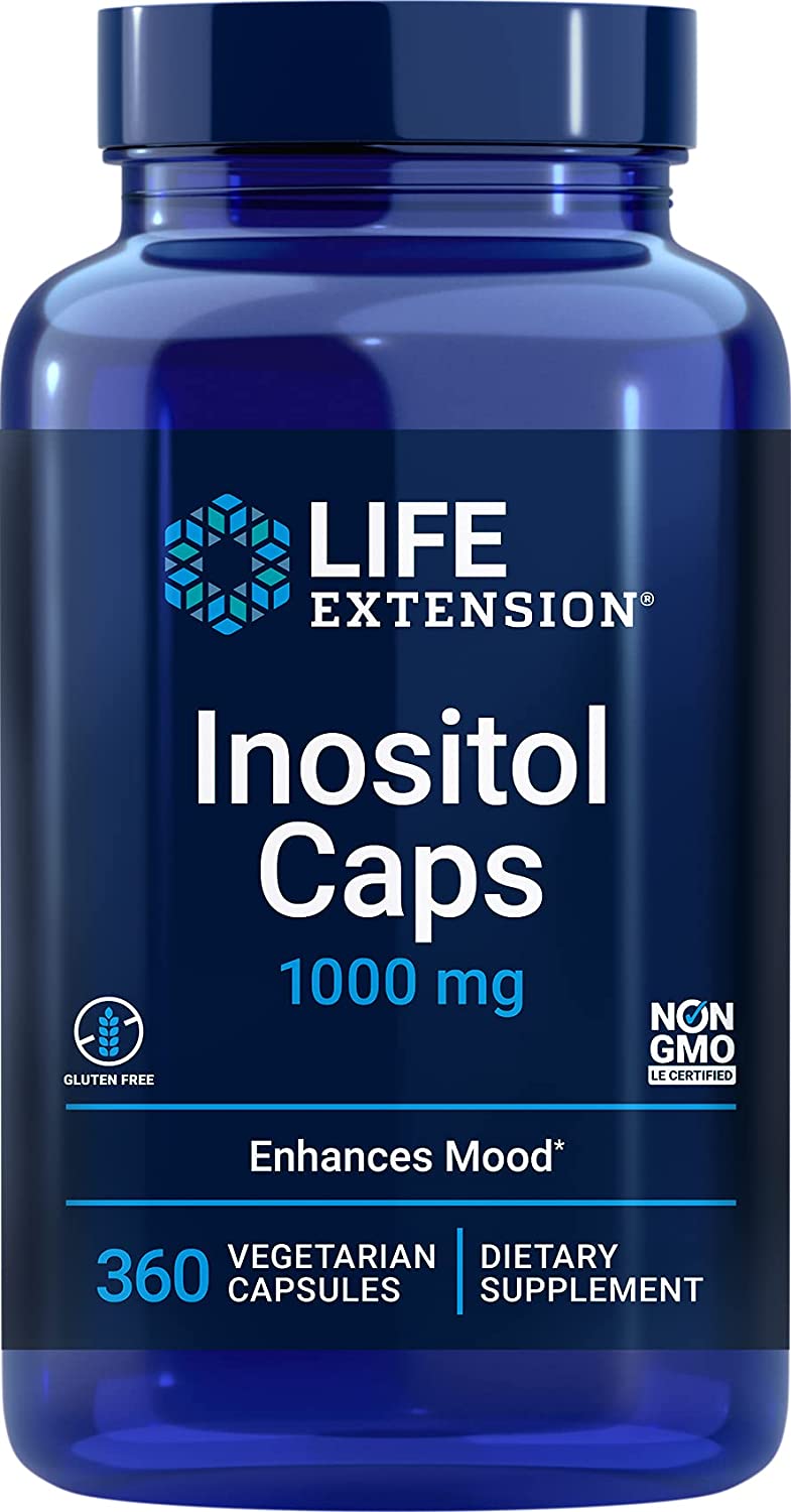 Life Extension Inositol Caps – Supports a Stable Mood - 1000 mg - Gluten-Free, Non-GMO, Vegetarian - 360 Vegetarian Capsules