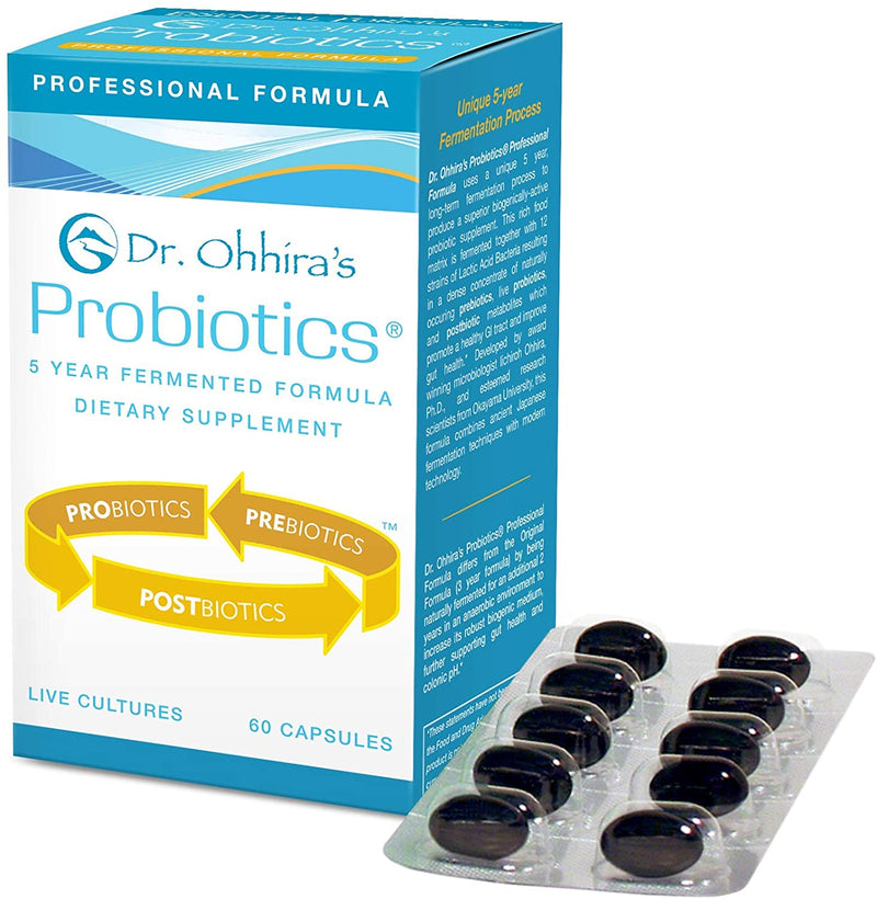 Dr. Ohhira’s Probiotics Professional Formula with 5 Year Fermented Prebiotics, Live Active Probiotics and The only Product with Postbiotic Metabolites, 60 Capsules