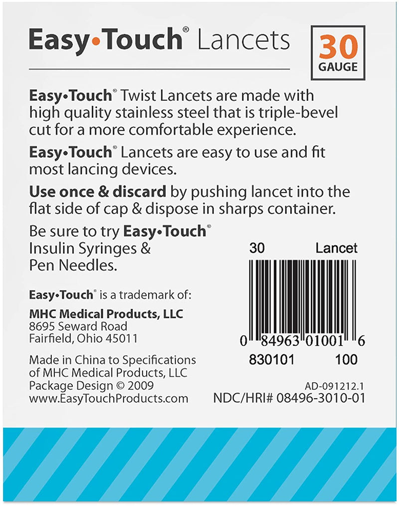 EasyTouch Twist Lancets - 30 G, - (100 per box)