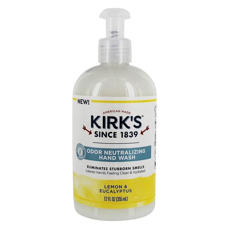 Kirk's Odor-Neutralizing  Hand Wash | Lemon & Eucalyptus Scent | 12 Fl Oz. Bottle