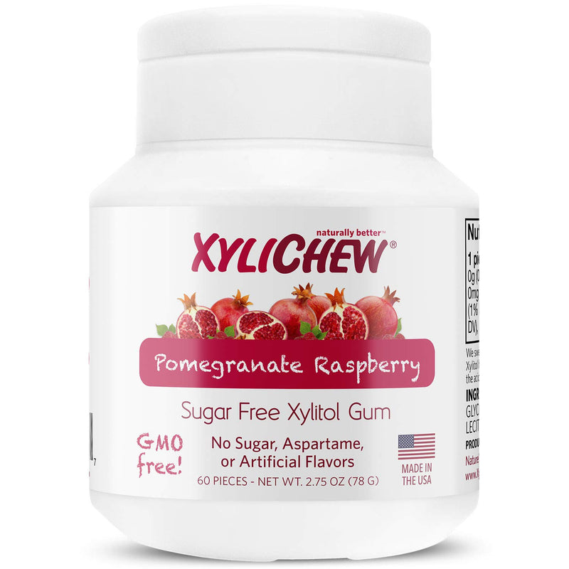 Xylichew 100% Xylitol Chewing Gum - Pomegranate Raspberry, 60 count