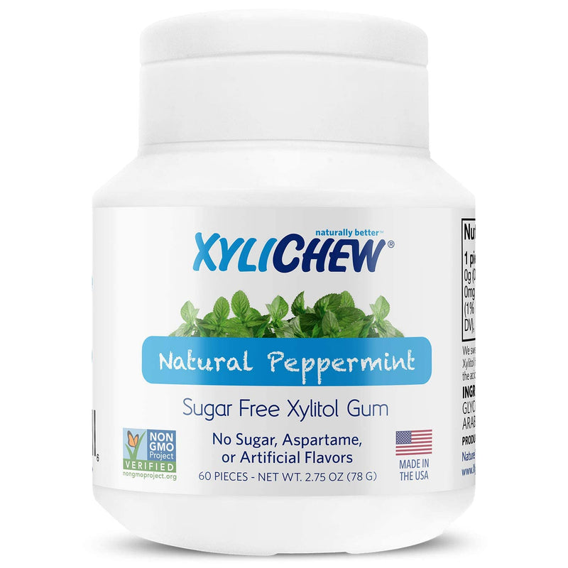 Xylichew - Naturally Better Sugar-Free Chewing Gum, Peppermint  60 Pieces